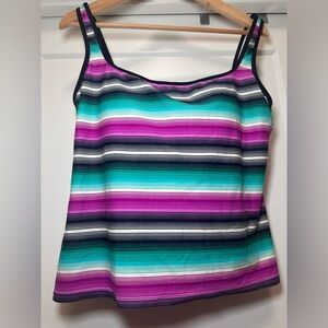 ECO SWIM Pink, Blue, Green, and White Stripe Bikini Top - Size 12
